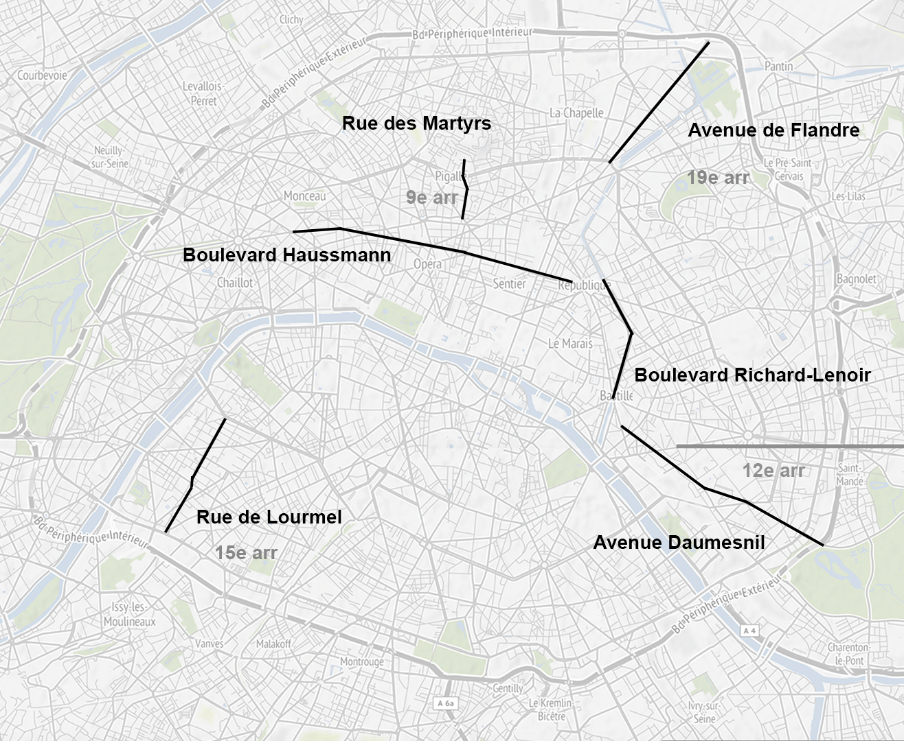 carte des rues choisies